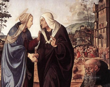 ピエロ ディ コジモ Painting - 聖ニコラスと聖アンソニーの訪問 1489 dt1 ルネサンス ピエロ ディ コジモ